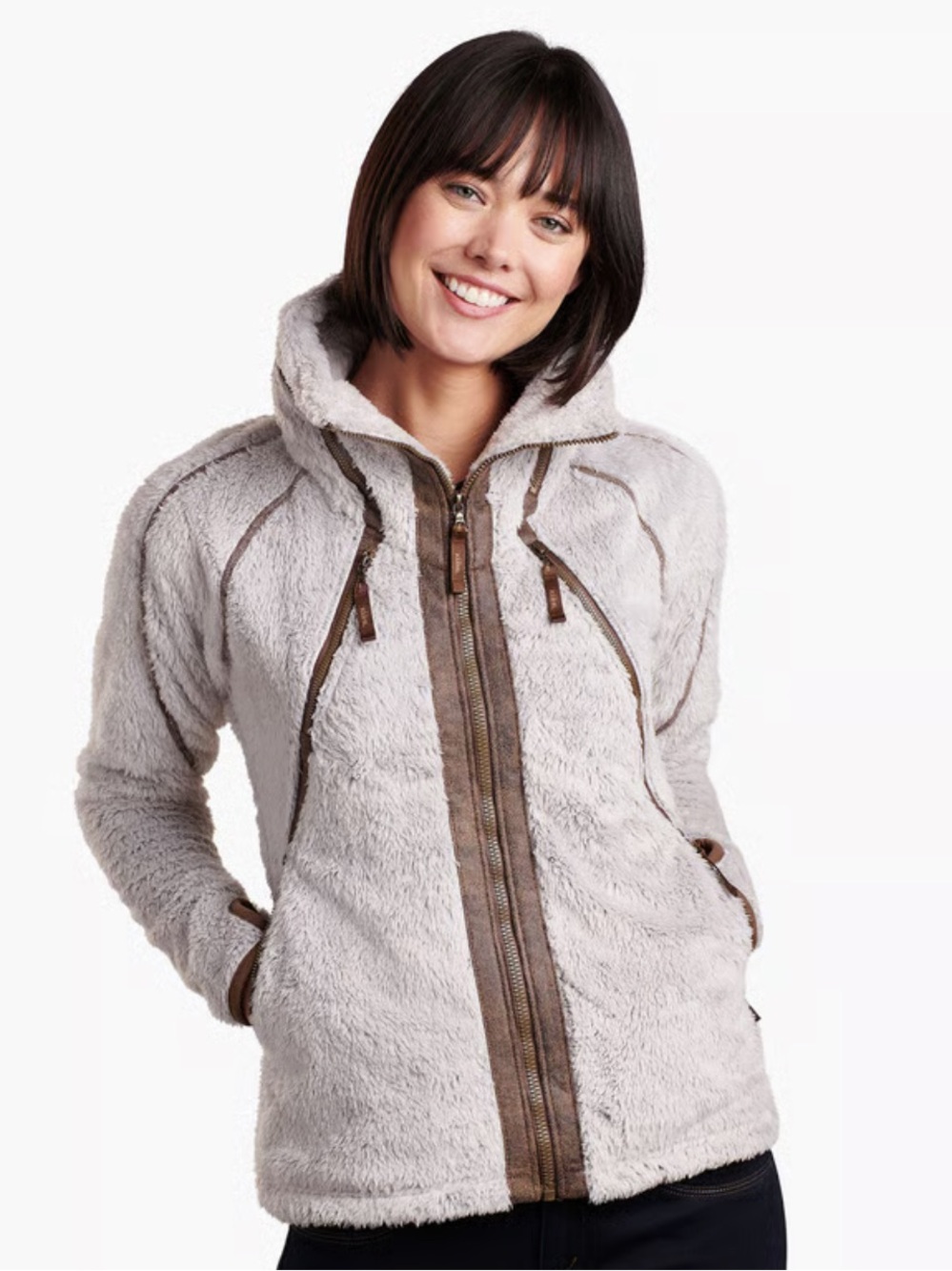 KUHL Flight Jacket Women’s Hooded Fleece in Color Stone Size Medium